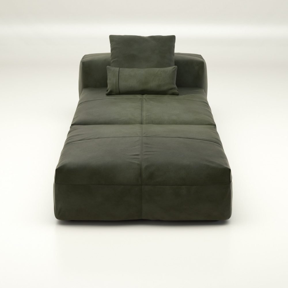 vetsak | Sofa Set 07 - Sun Lounger - leather - olive | Modular Sofa | 2 Seater | Daybed | Chaiselounge