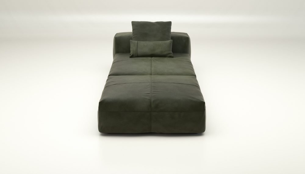 vetsak | Sofa Set 07 - Sun Lounger - leather - olive | Modular Sofa | 2 Seater | Daybed | Chaiselounge