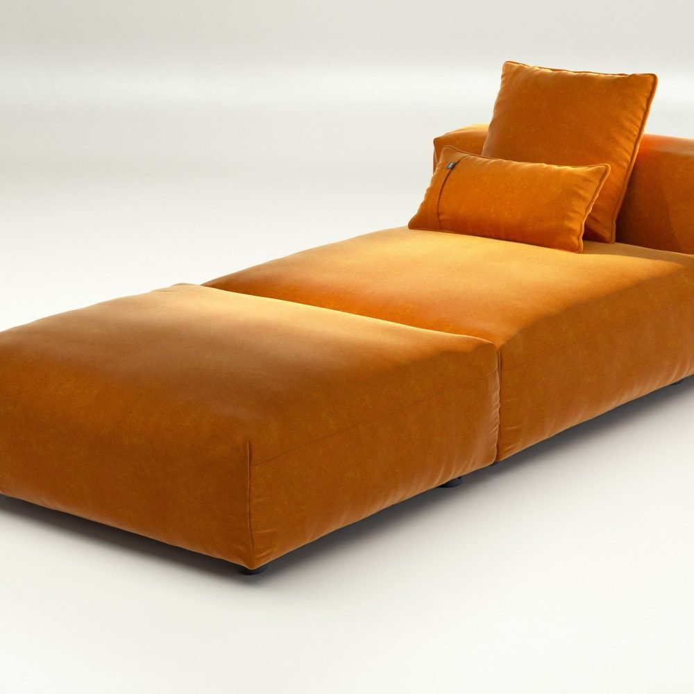 vetsak | Sofa Set 07 - Sun Lounger - suave - orange blaze | Modular Sofa | 2 Seater | Daybed | Chaiselounge