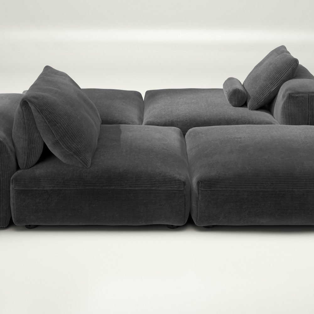 vetsak | Sofa Set 08 - Daybed - cord velour - dark grey | Modular Sofa | 6 Seater | Outdoor Island | Double lounger
