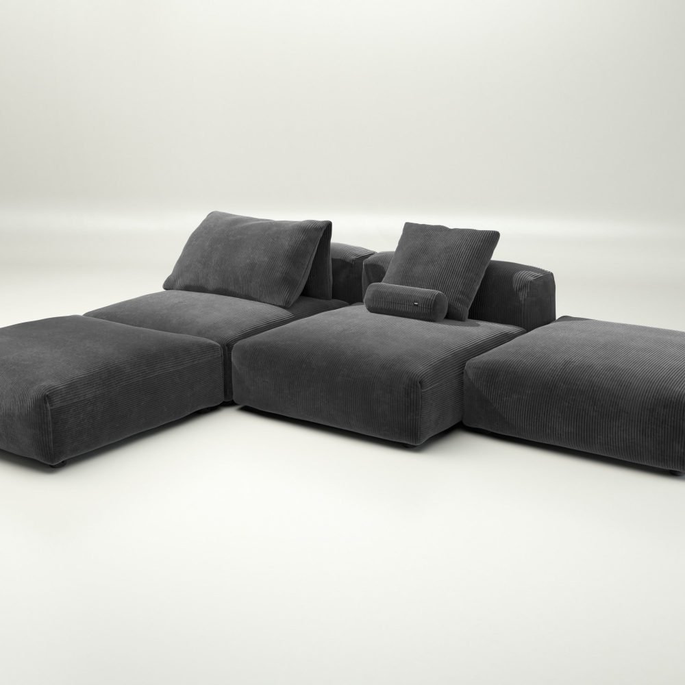 vetsak | Sofa Set 08 - Daybed - cord velour - dark grey | Modular Sofa | 6 Seater | Outdoor Island | Double lounger