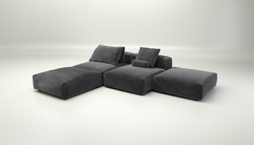 vetsak | Sofa Set 08 - Daybed - cord velour - dark grey | Modular Sofa | 6 Seater | Outdoor Island | Double lounger