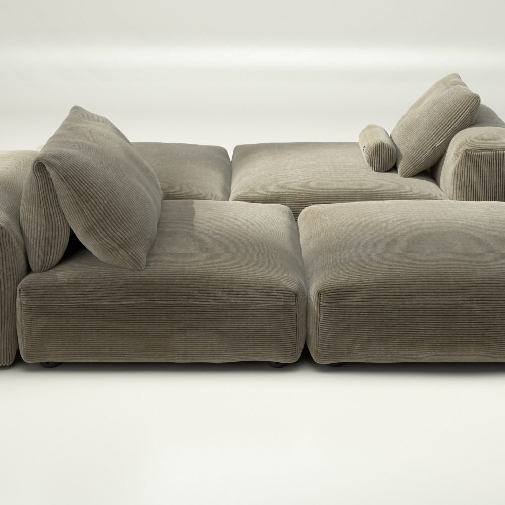 vetsak | Sofa Set 08 - Daybed - cord velour - khaki | Modular Sofa | 6 Seater | Outdoor Island | Double lounger