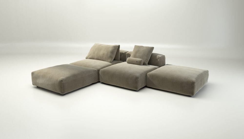 vetsak | Sofa Set 08 - Daybed - cord velour - khaki | Modular Sofa | 6 Seater | Outdoor Island | Double lounger