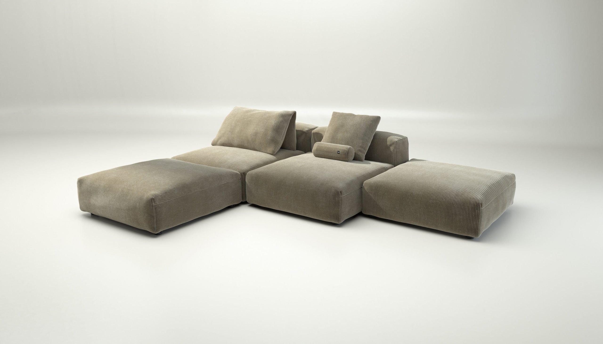 vetsak | Sofa Set 08 - Daybed - cord velour - khaki | Modular Sofa | 6 Seater | Outdoor Island | Double lounger