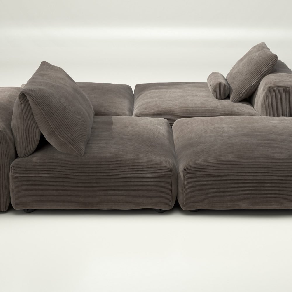 vetsak | Sofa Set 08 - Daybed - cord velour - mocha | Modular Sofa | 6 Seater | Outdoor Island | Double lounger
