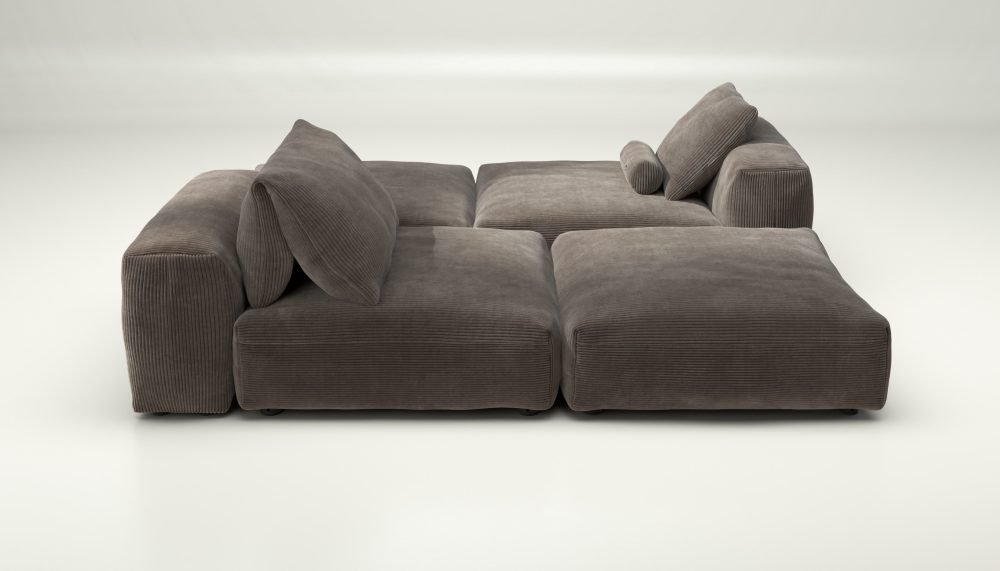 vetsak | Sofa Set 08 - Daybed - cord velour - mocha | Modular Sofa | 6 Seater | Outdoor Island | Double lounger