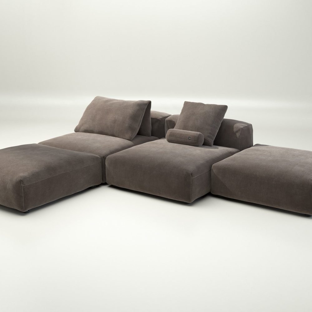 vetsak | Sofa Set 08 - Daybed - cord velour - mocha | Modular Sofa | 6 Seater | Outdoor Island | Double lounger