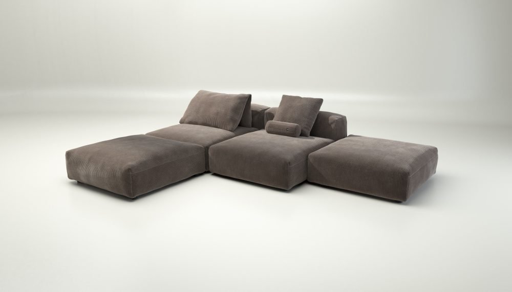 vetsak | Sofa Set 08 - Daybed - cord velour - mocha | Modular Sofa | 6 Seater | Outdoor Island | Double lounger