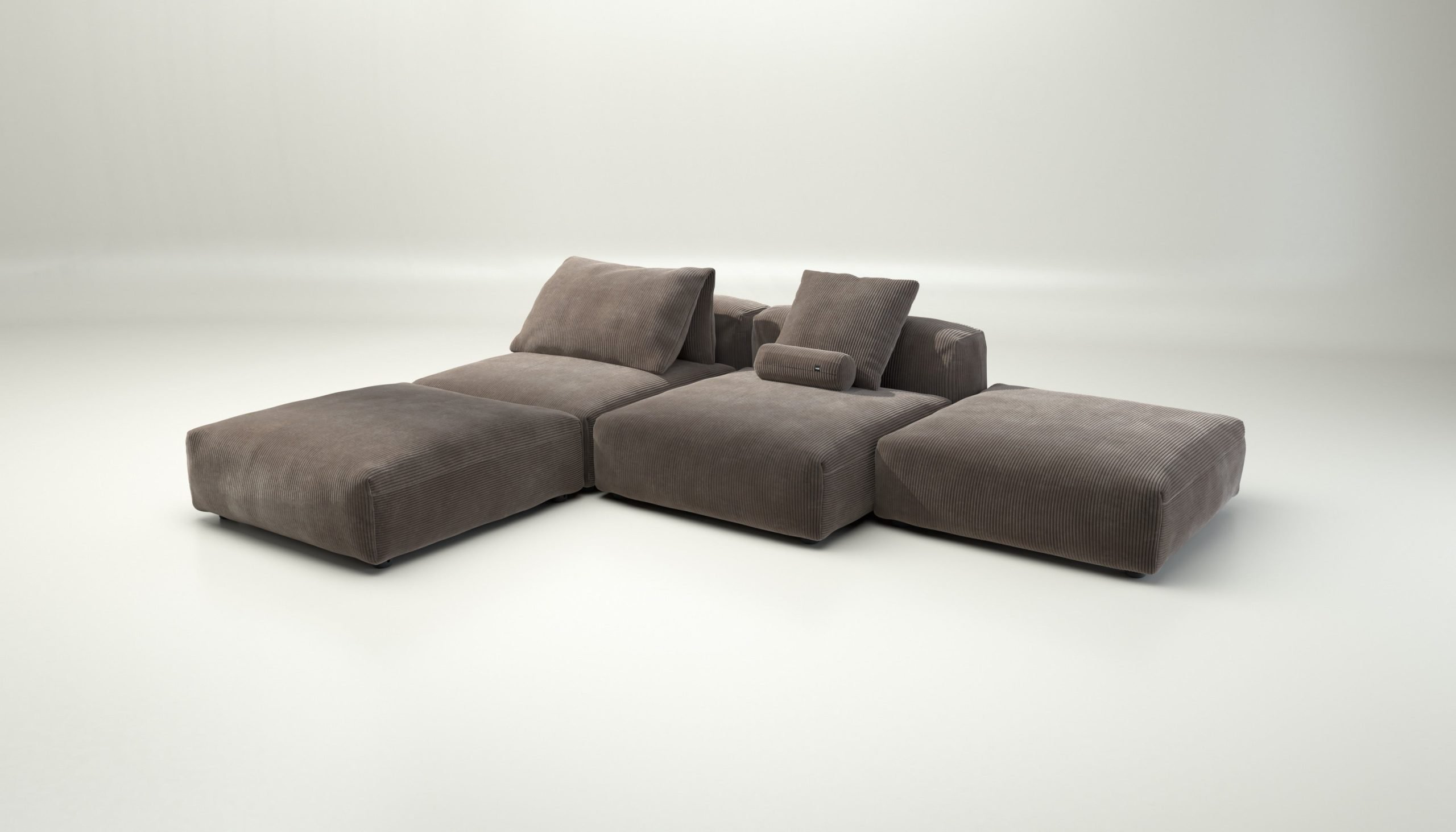 vetsak | Sofa Set 08 - Daybed - cord velour - mocha | Modular Sofa | 6 Seater | Outdoor Island | Double lounger