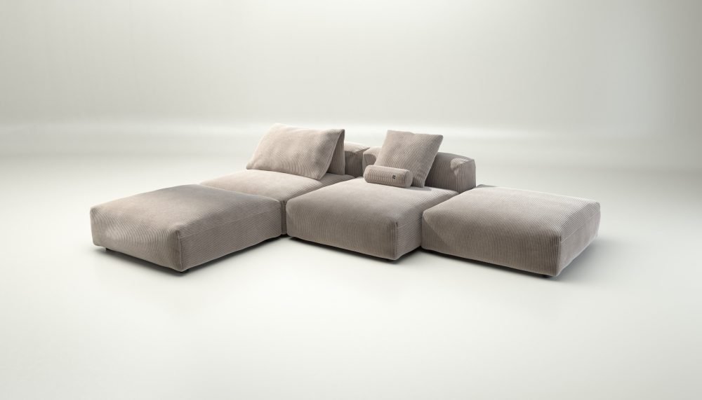 vetsak | Sofa Set 08 - Daybed - cord velour - platinum | Modular Sofa | 6 Seater | Outdoor Island | Double lounger