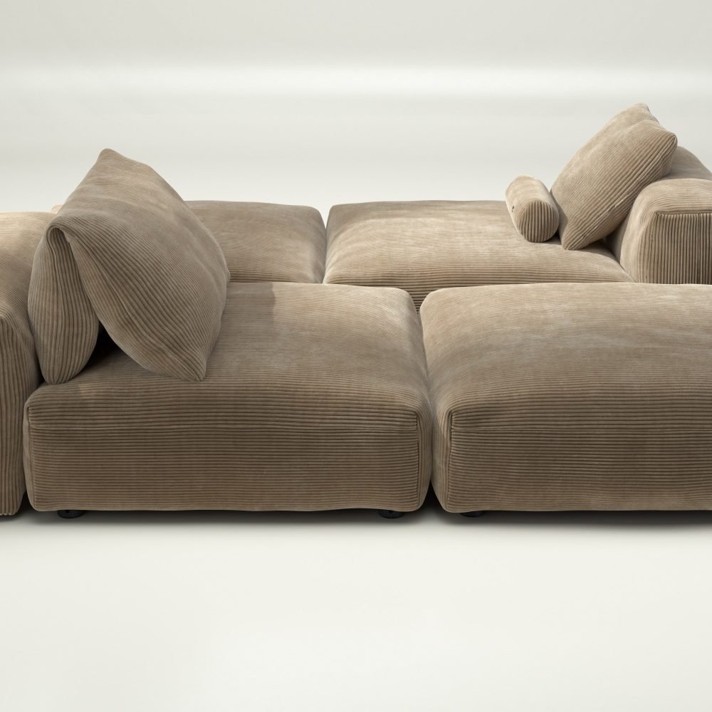 vetsak | Sofa Set 08 - Daybed - cord velour - sand | Modular Sofa | 6 Seater | Outdoor Island | Double lounger