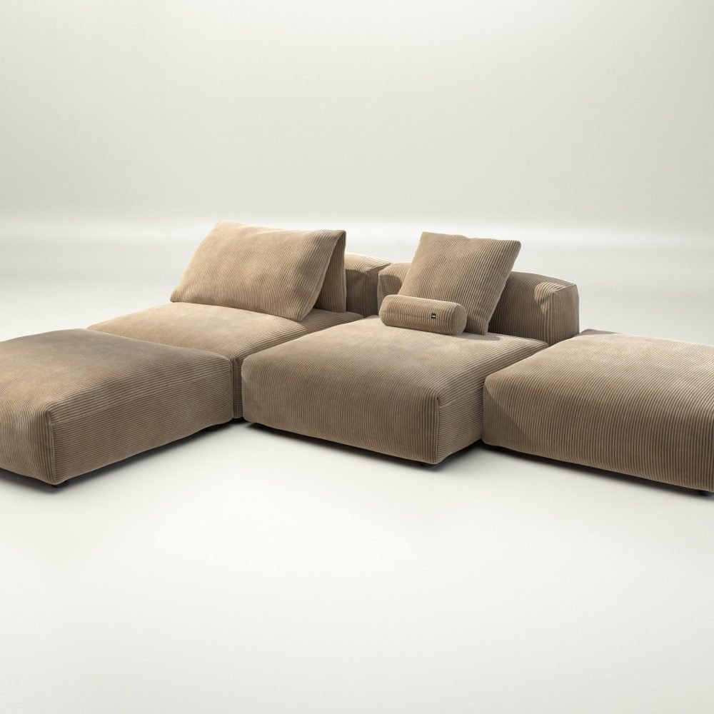 vetsak | Sofa Set 08 - Daybed - cord velour - sand | Modular Sofa | 6 Seater | Outdoor Island | Double lounger