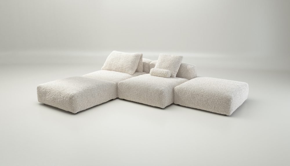 vetsak | Sofa Set 08 - Daybed - doodle - creme | Modular Sofa | 6 Seater | Outdoor Island | Double lounger