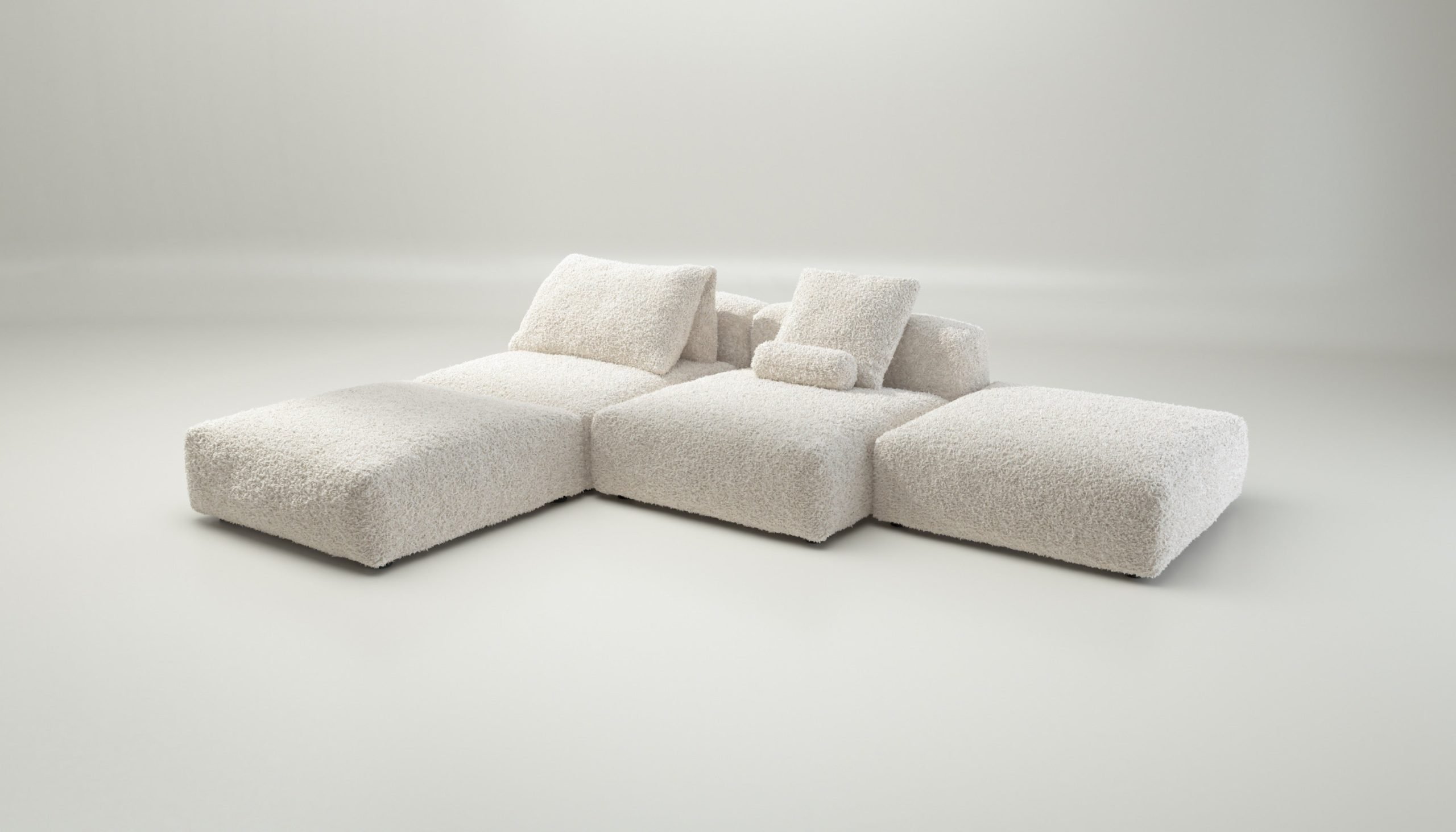 vetsak | Sofa Set 08 - Daybed - doodle - creme | Modular Sofa | 6 Seater | Outdoor Island | Double lounger