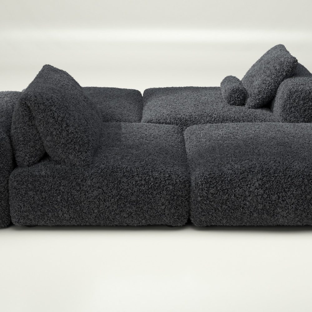vetsak | Sofa Set 08 - Daybed - doodle - dark grey | Modular Sofa | 6 Seater | Outdoor Island | Double lounger