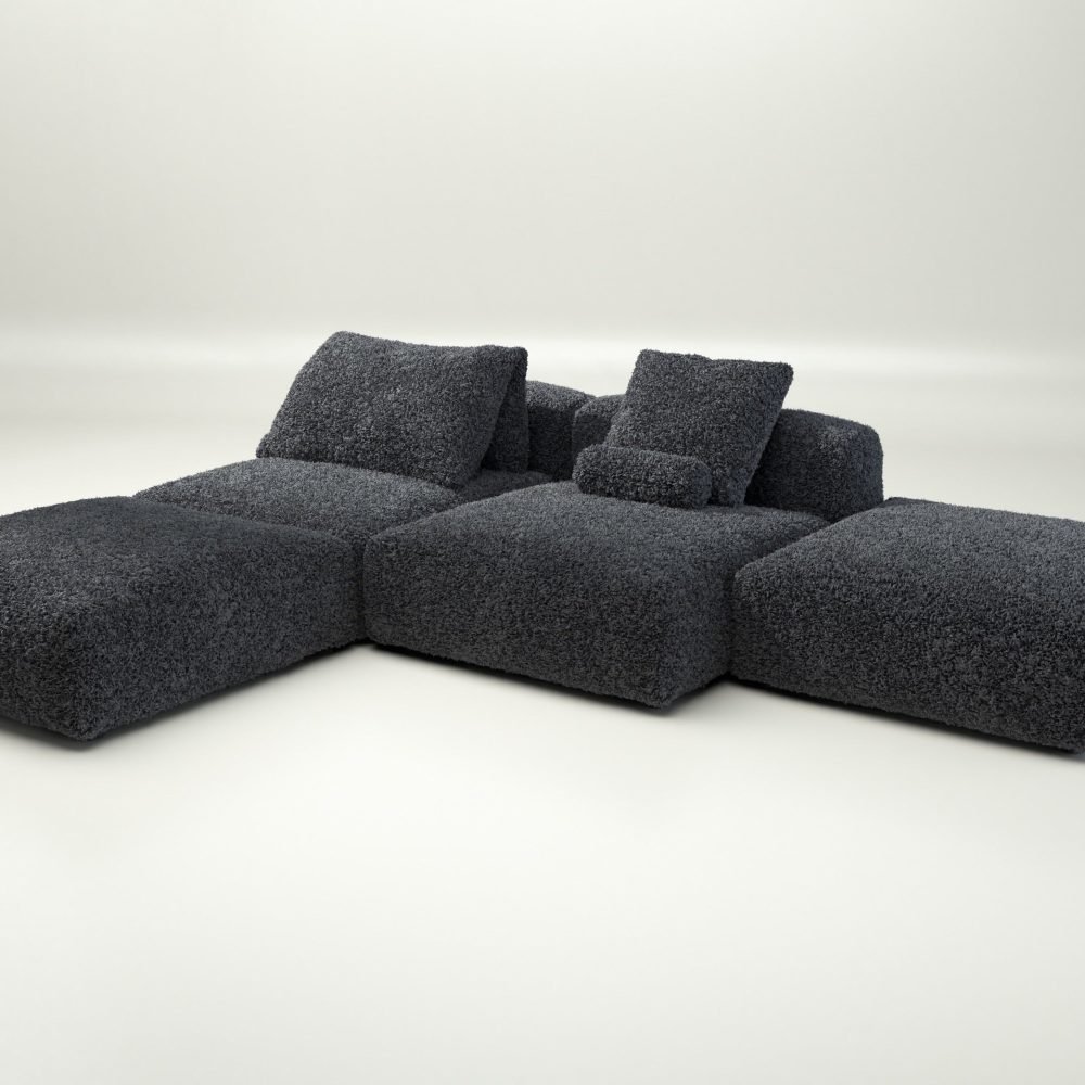 vetsak | Sofa Set 08 - Daybed - doodle - dark grey | Modular Sofa | 6 Seater | Outdoor Island | Double lounger