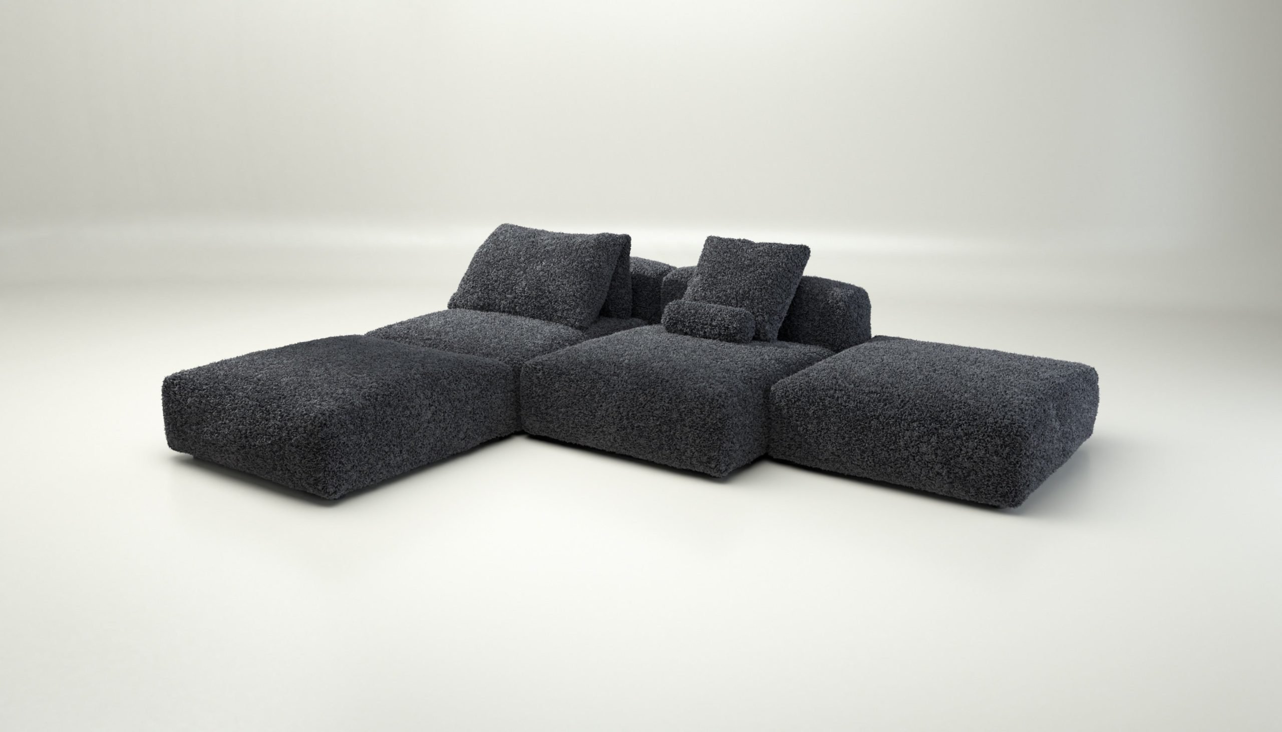 vetsak | Sofa Set 08 - Daybed - doodle - dark grey | Modular Sofa | 6 Seater | Outdoor Island | Double lounger