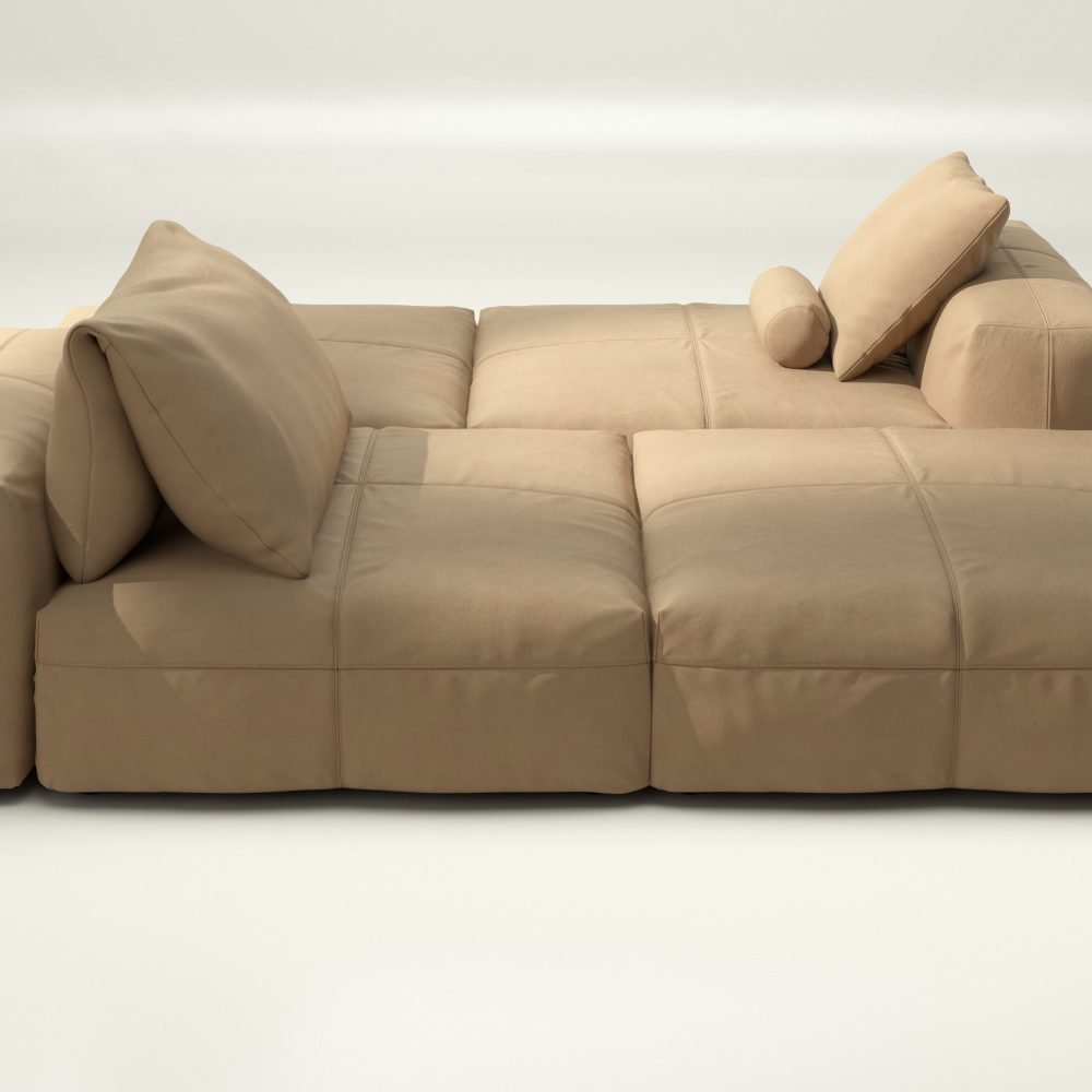 vetsak | Sofa Set 08 - Daybed - leather - beige | Modular Sofa | 6 Seater | Outdoor Island | Double lounger