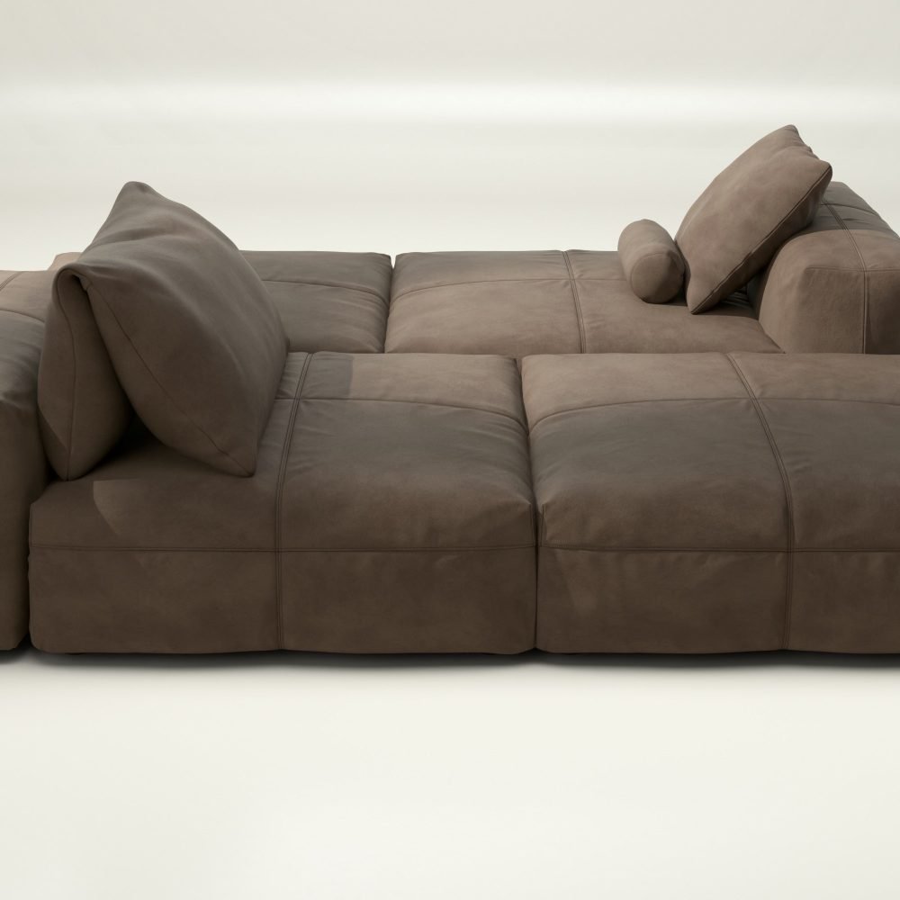 vetsak | Sofa Set 08 - Daybed - leather - cacao | Modular Sofa | 6 Seater | Outdoor Island | Double lounger