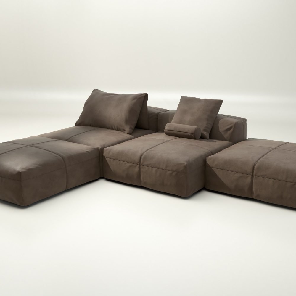 vetsak | Sofa Set 08 - Daybed - leather - cacao | Modular Sofa | 6 Seater | Outdoor Island | Double lounger