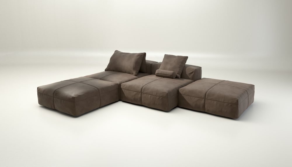 vetsak | Sofa Set 08 - Daybed - leather - cacao | Modular Sofa | 6 Seater | Outdoor Island | Double lounger