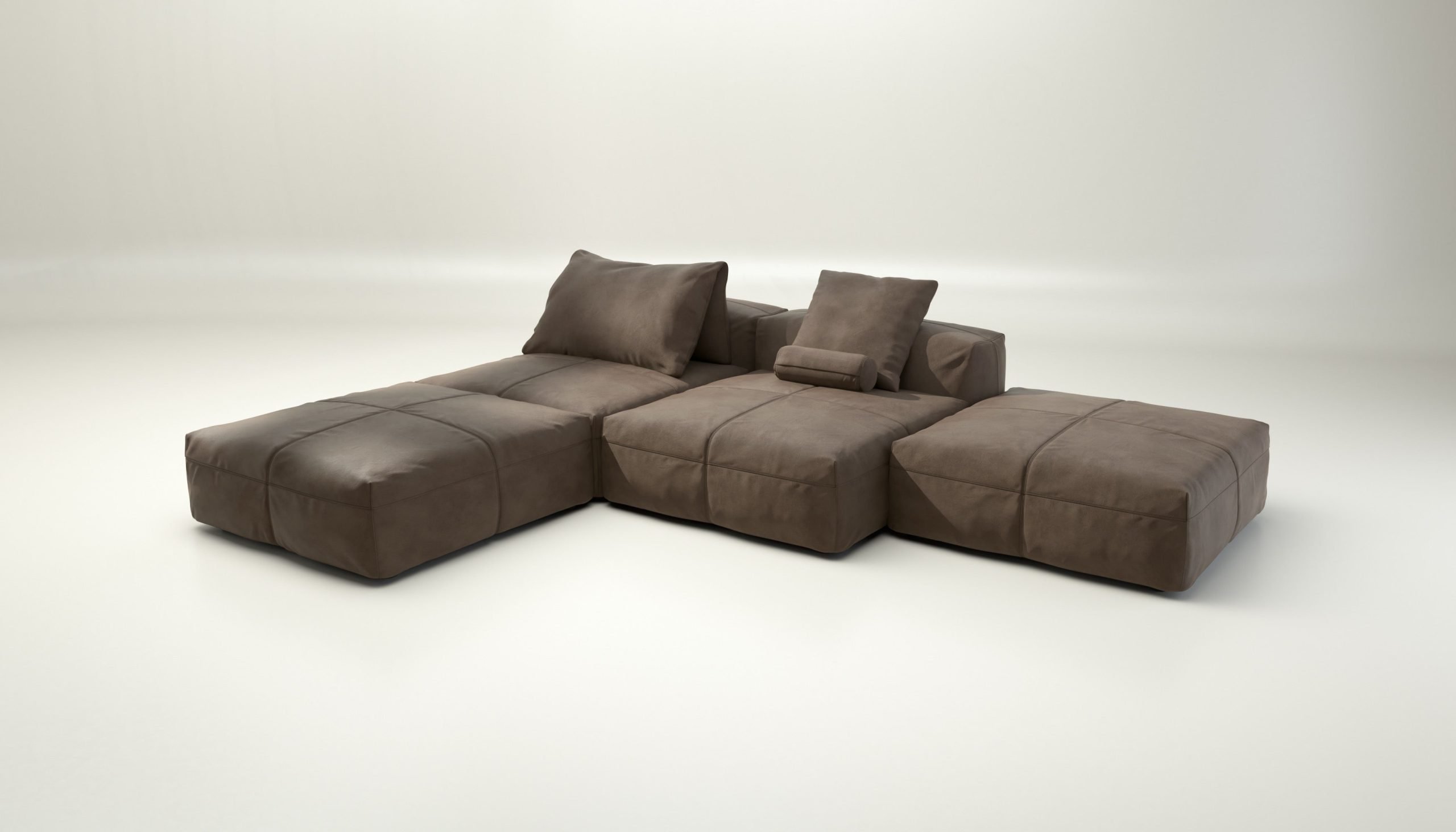 vetsak | Sofa Set 08 - Daybed - leather - cacao | Modular Sofa | 6 Seater | Outdoor Island | Double lounger