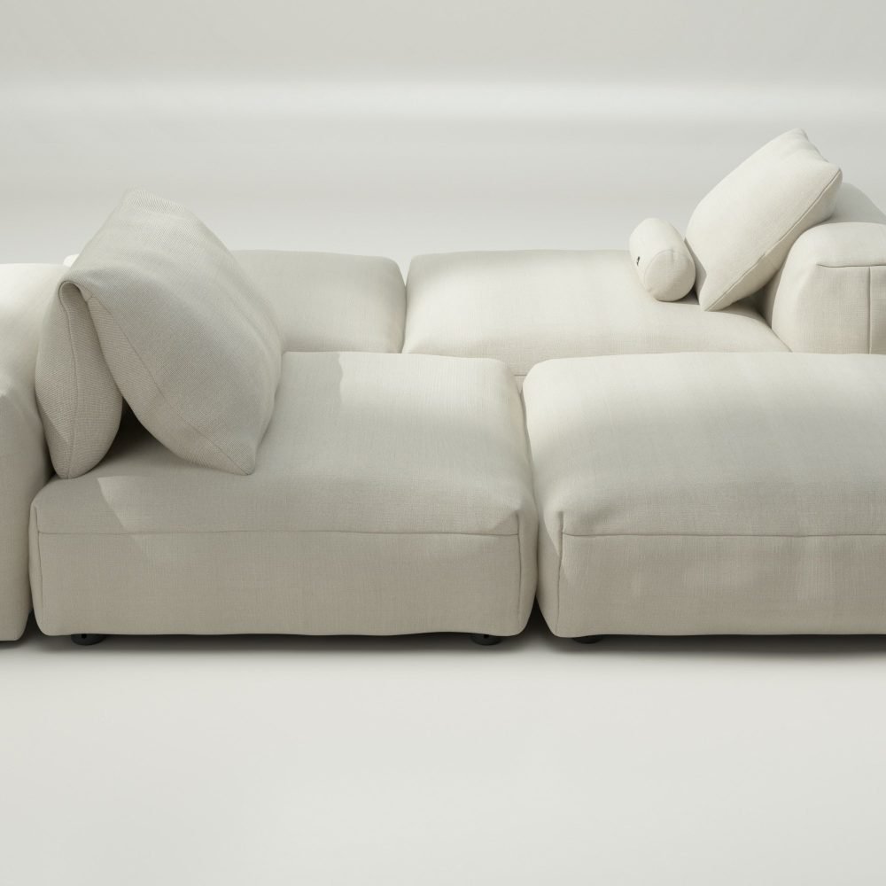 vetsak | Sofa Set 08 - Daybed - pique - creme | Modular Sofa | 6 Seater | Outdoor Island | Double lounger