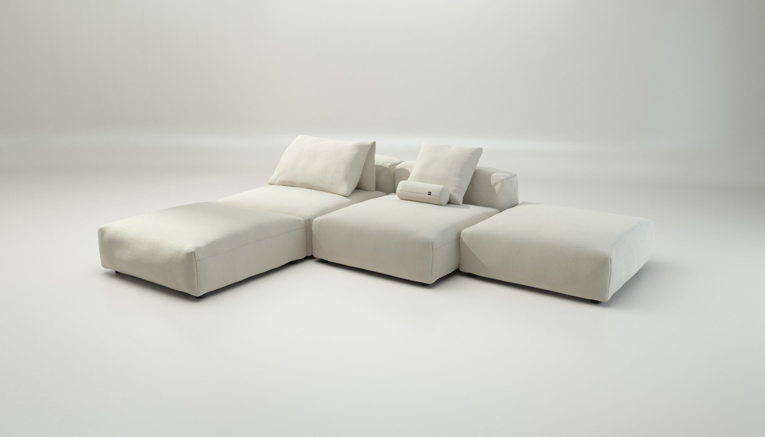 vetsak | Sofa Set 08 - Daybed - pique - creme | Modular Sofa | 6 Seater | Outdoor Island | Double lounger