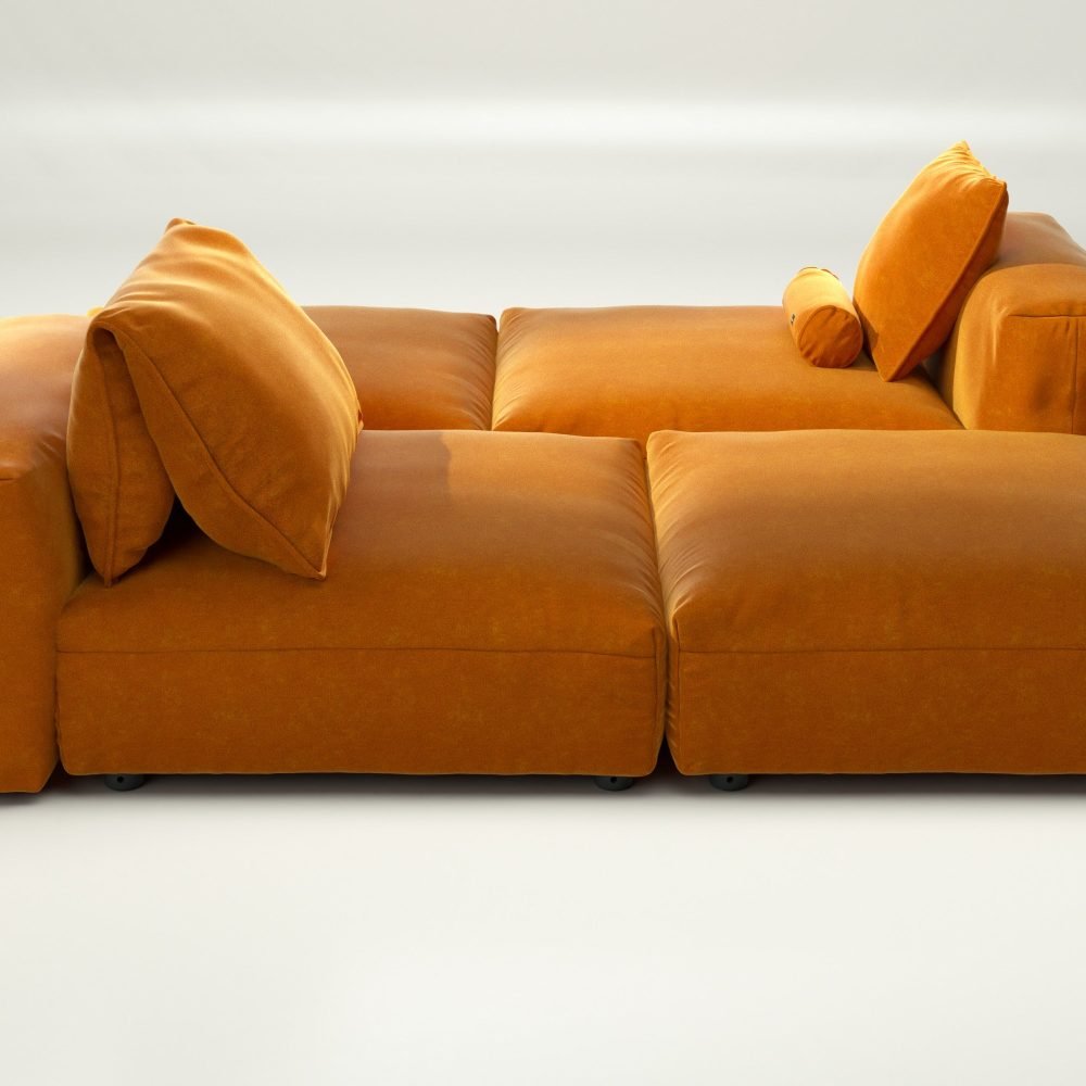 vetsak | Sofa Set 08 - Daybed - suave - orange blaze | Modular Sofa | 6 Seater | Outdoor Island | Double lounger