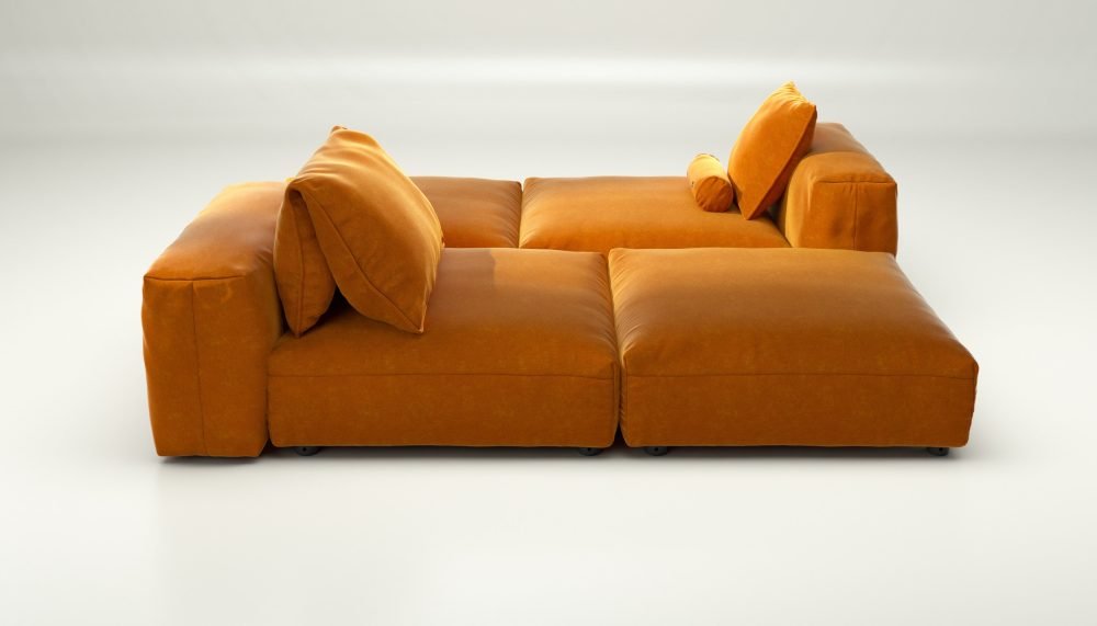 vetsak | Sofa Set 08 - Daybed - suave - orange blaze | Modular Sofa | 6 Seater | Outdoor Island | Double lounger