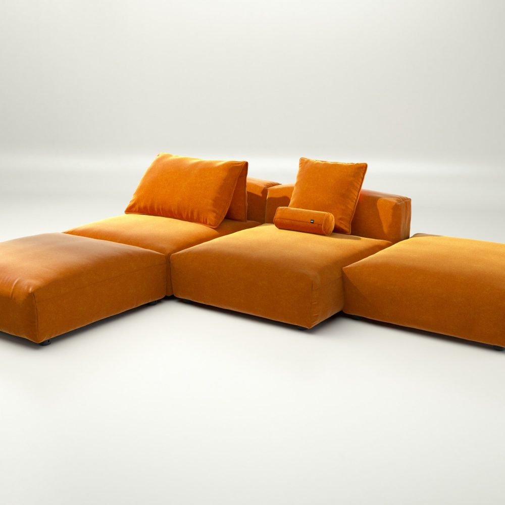 vetsak | Sofa Set 08 - Daybed - suave - orange blaze | Modular Sofa | 6 Seater | Outdoor Island | Double lounger