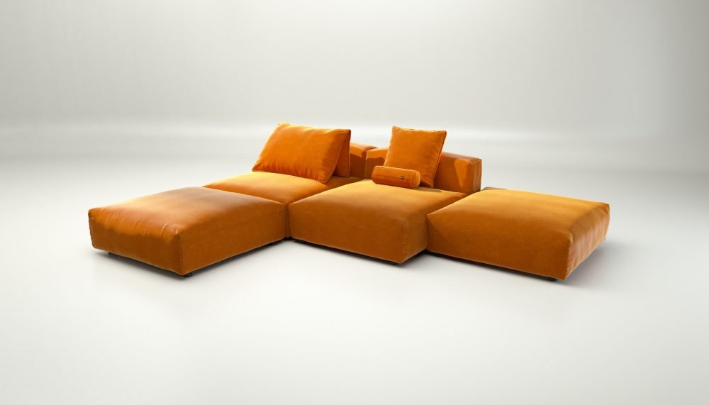 vetsak | Sofa Set 08 - Daybed - suave - orange blaze | Modular Sofa | 6 Seater | Outdoor Island | Double lounger