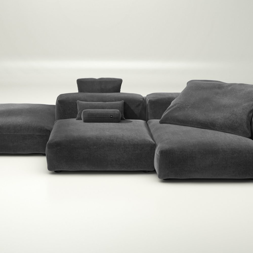 vetsak | Sofa Set 09 - The Island - cord velour - dark grey | Modular Sofa | 7 Seater | Sofa Island