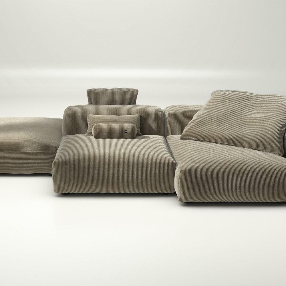 vetsak | Sofa Set 09 - The Island - cord velour - khaki | Modular Sofa | 7 Seater | Sofa Island