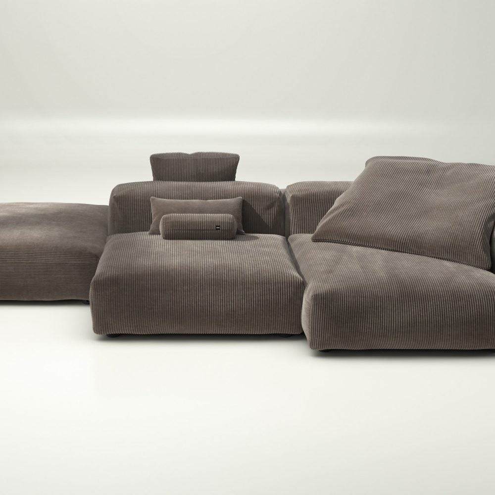 vetsak | Sofa Set 09 - The Island - cord velour - mocha | Modular Sofa | 7 Seater | Sofa Island