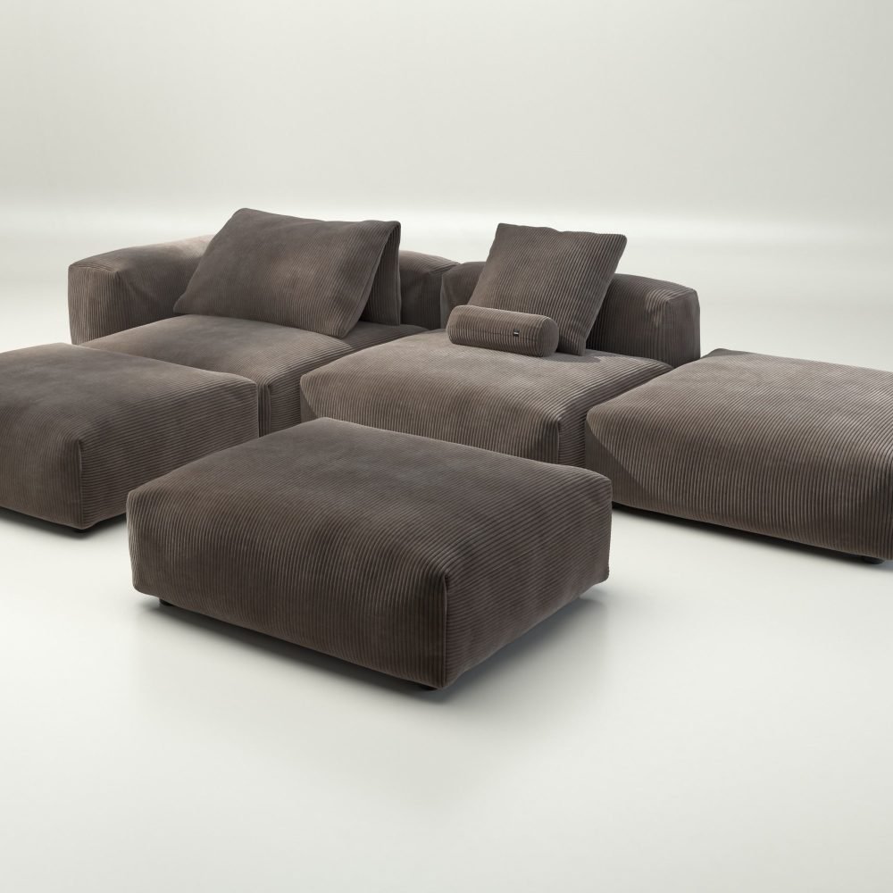 vetsak | Sofa Set 09 - The Island - cord velour - mocha | Modular Sofa | 7 Seater | Sofa Island