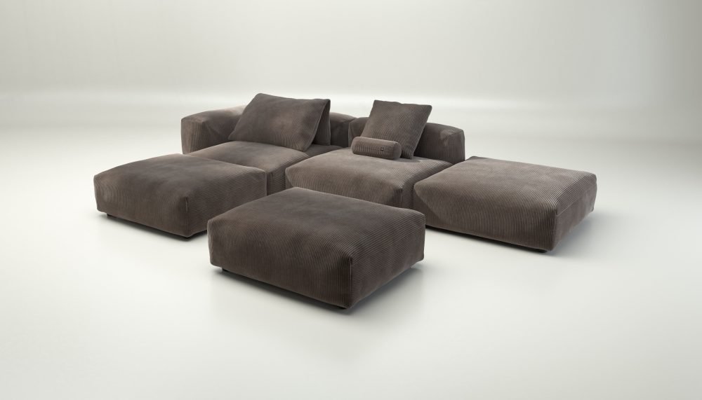 vetsak | Sofa Set 09 - The Island - cord velour - mocha | Modular Sofa | 7 Seater | Sofa Island