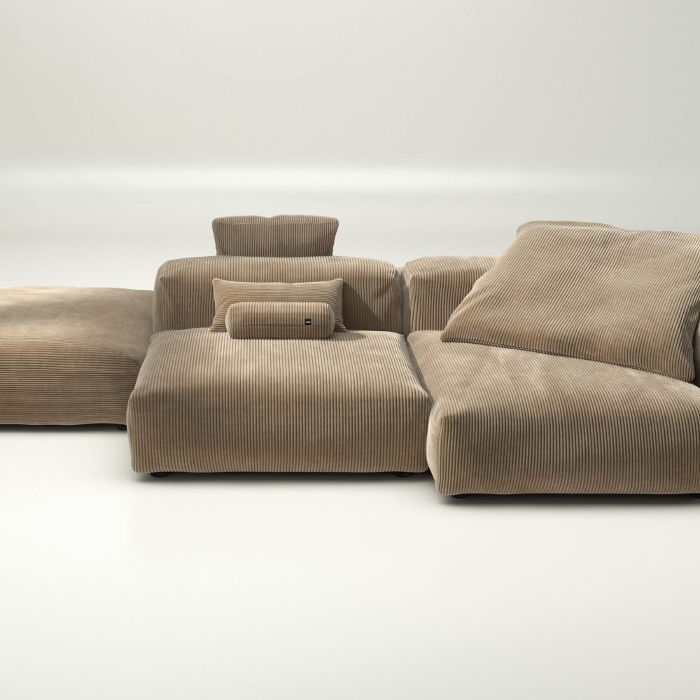 vetsak | Sofa Set 09 - The Island - cord velour - sand | Modular Sofa | 7 Seater | Sofa Island