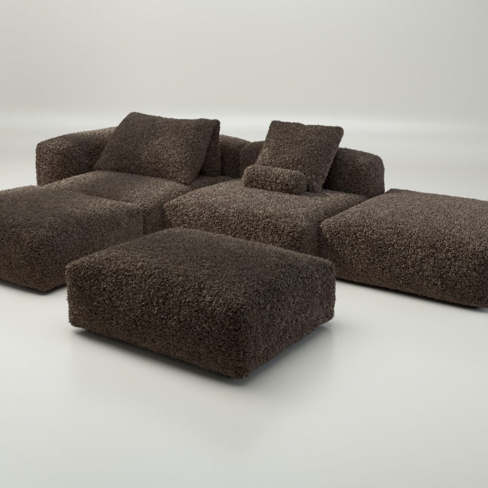 vetsak | Sofa Set 09 - The Island - doodle - cacao | Modular Sofa | 7 Seater | Sofa Island