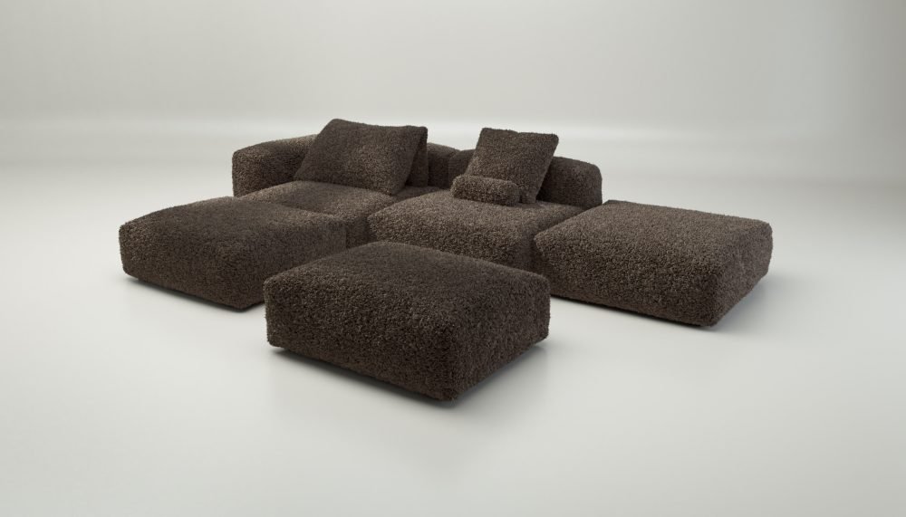 vetsak | Sofa Set 09 - The Island - doodle - cacao | Modular Sofa | 7 Seater | Sofa Island