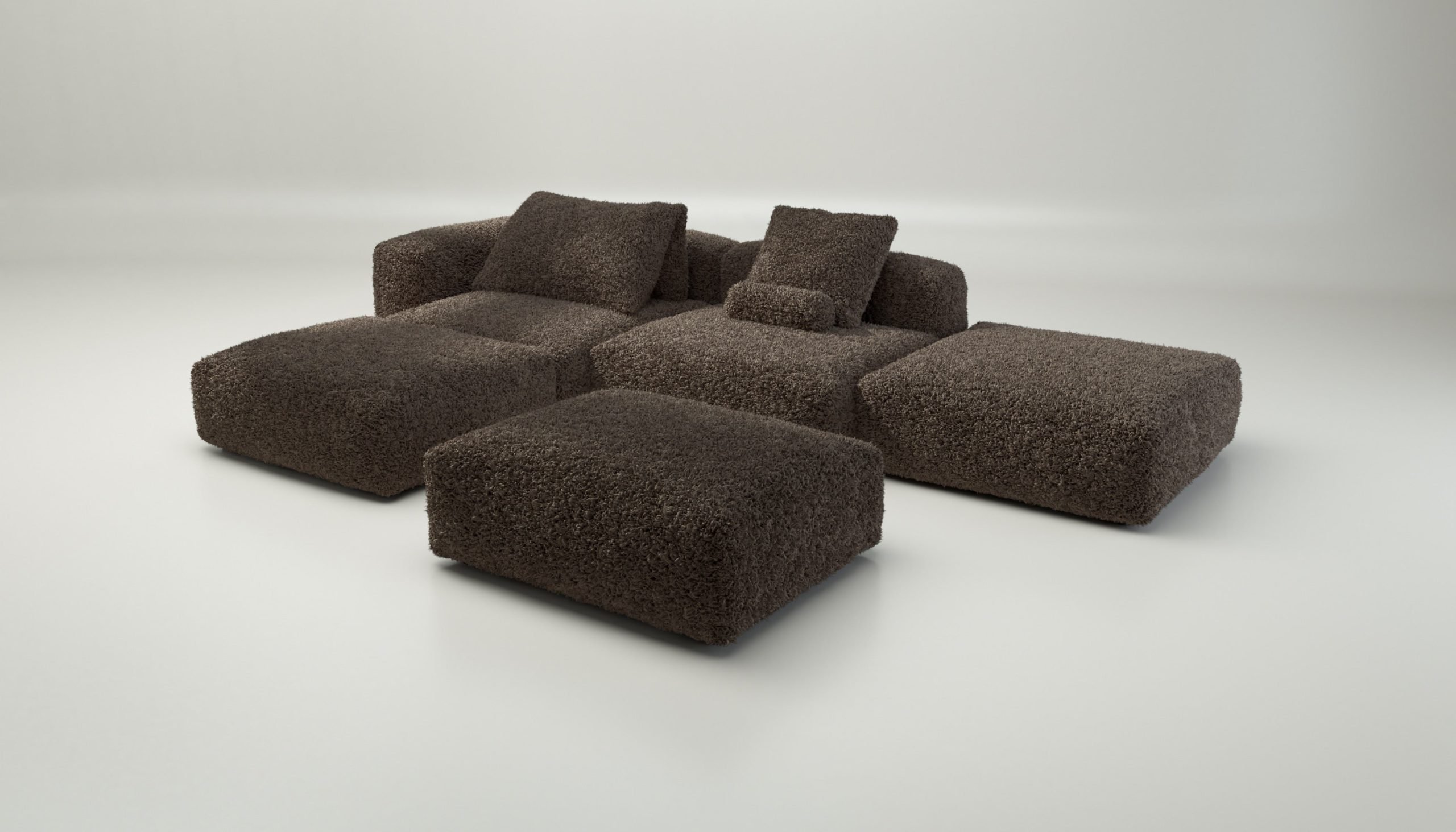vetsak | Sofa Set 09 - The Island - doodle - cacao | Modular Sofa | 7 Seater | Sofa Island