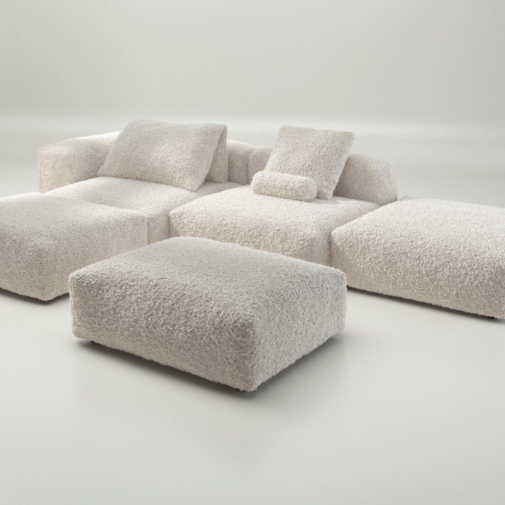 vetsak | Sofa Set 09 - The Island - doodle - creme | Modular Sofa | 7 Seater | Sofa Island