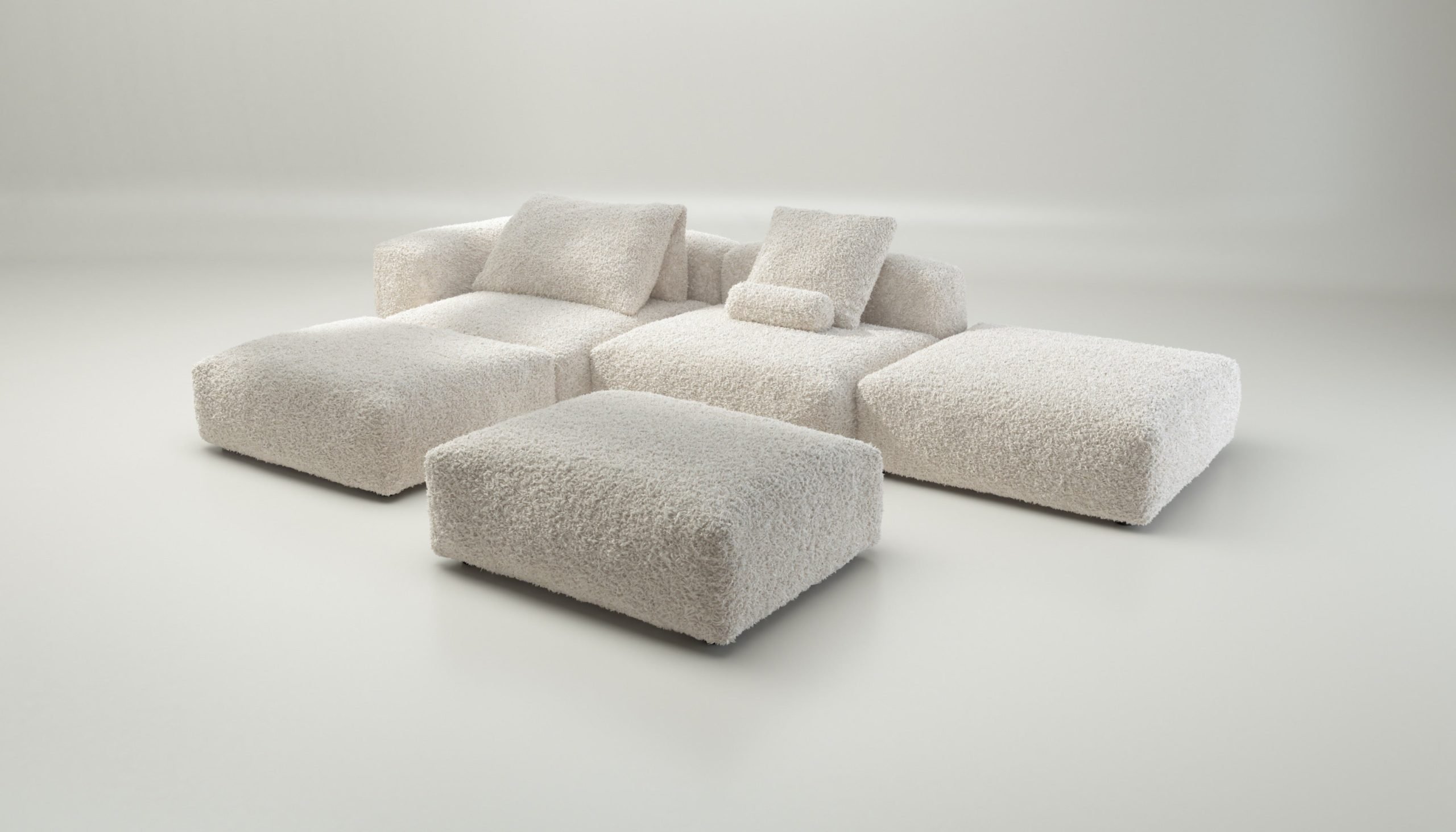 vetsak | Sofa Set 09 - The Island - doodle - creme | Modular Sofa | 7 Seater | Sofa Island