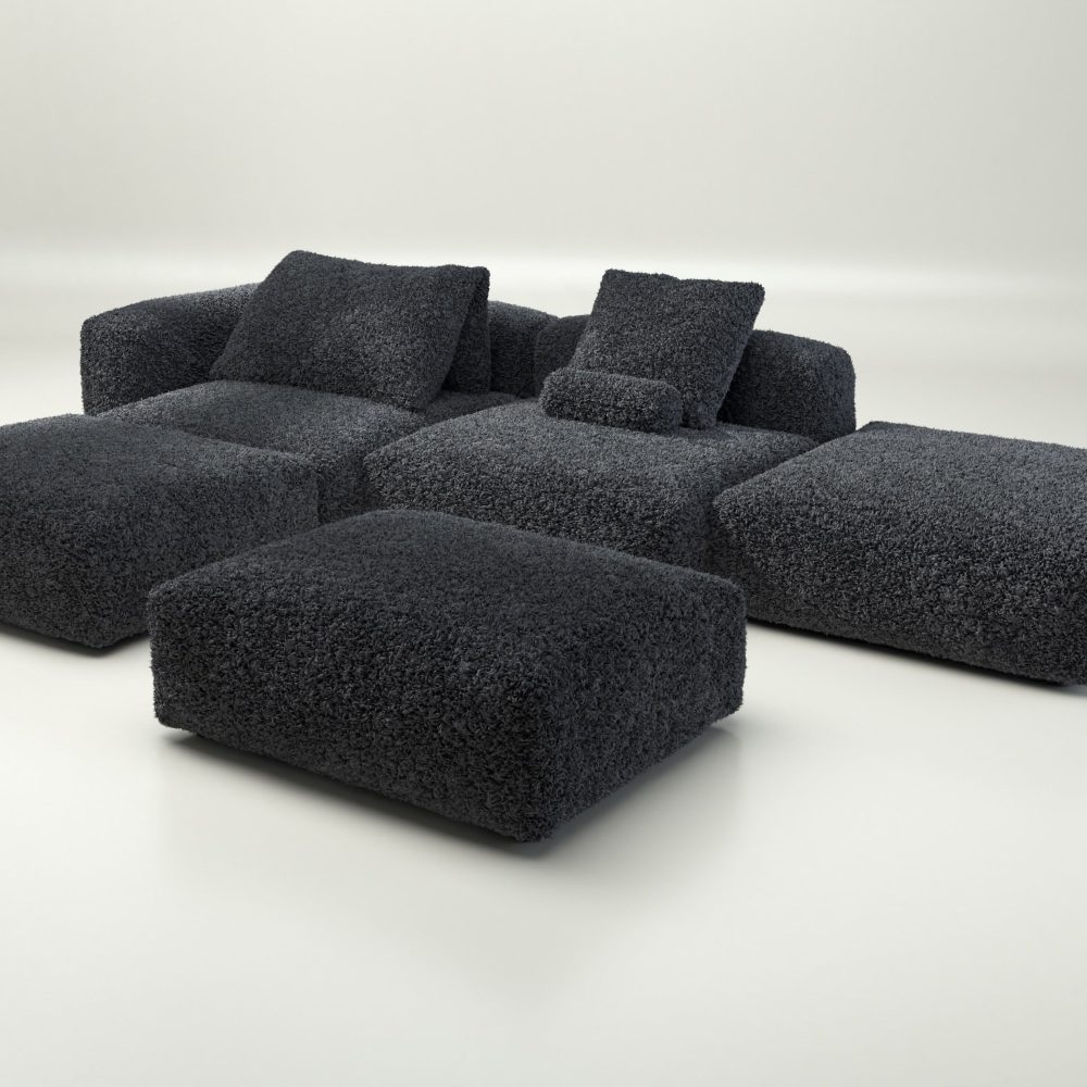 vetsak | Sofa Set 09 - The Island - doodle - dark grey | Modular Sofa | 7 Seater | Sofa Island