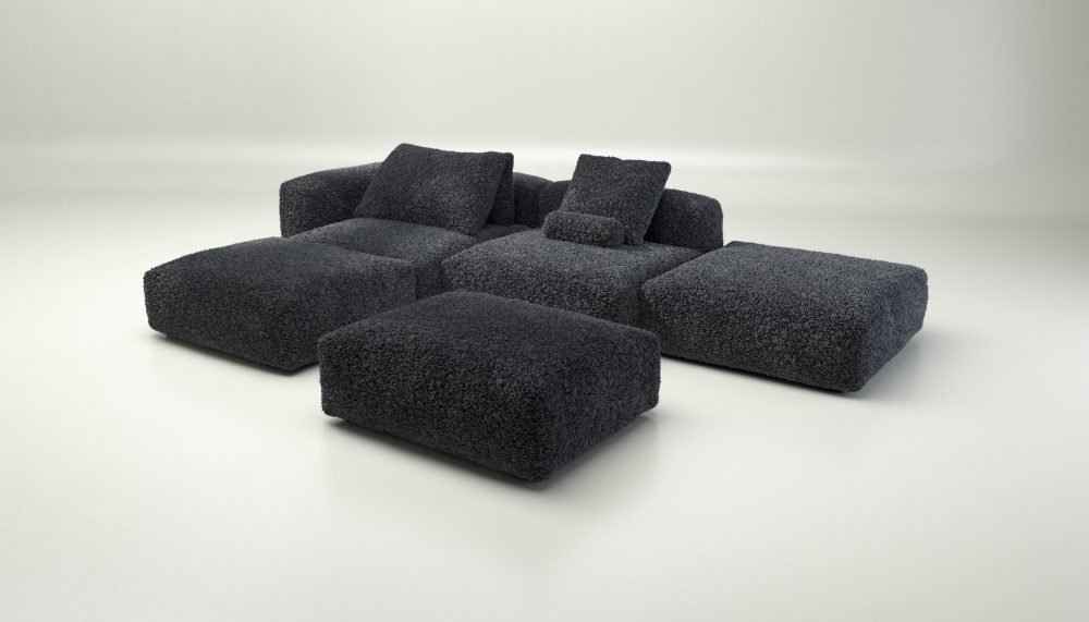 vetsak | Sofa Set 09 - The Island - doodle - dark grey | Modular Sofa | 7 Seater | Sofa Island