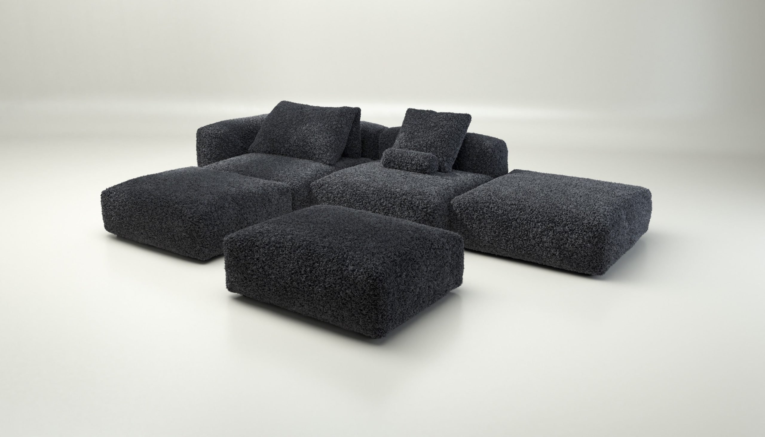 vetsak | Sofa Set 09 - The Island - doodle - dark grey | Modular Sofa | 7 Seater | Sofa Island