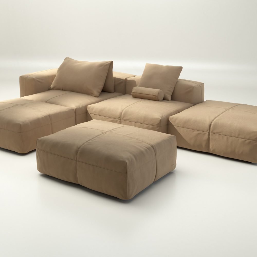 vetsak | Sofa Set 09 - The Island - leather - beige | Modular Sofa | 7 Seater | Sofa Island