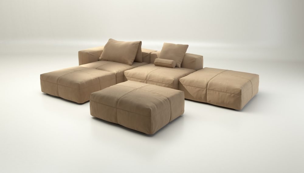 vetsak | Sofa Set 09 - The Island - leather - beige | Modular Sofa | 7 Seater | Sofa Island