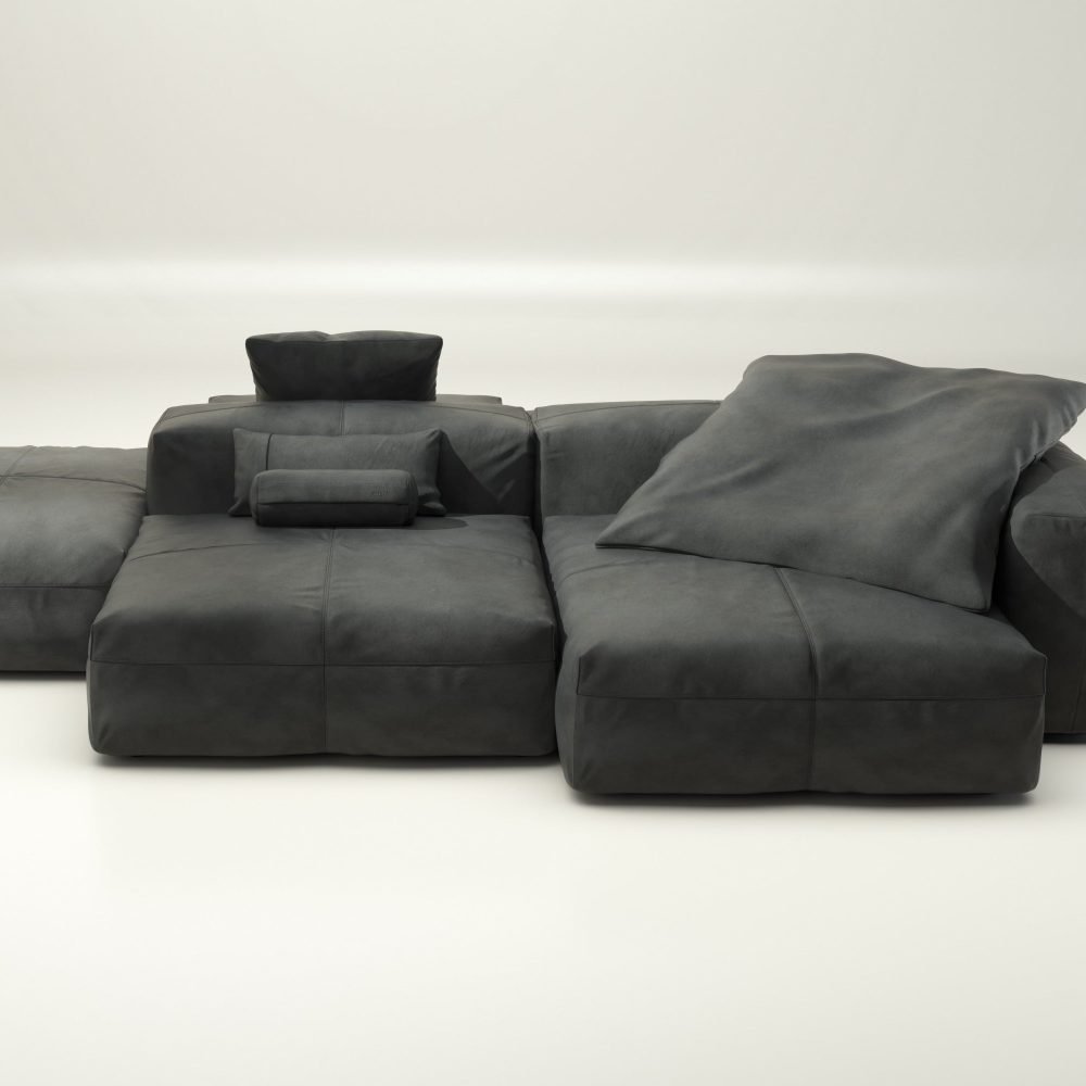 vetsak | Sofa Set 09 - The Island - leather - dark grey | Modular Sofa | 7 Seater | Sofa Island